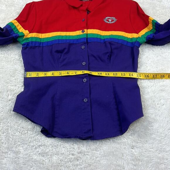 Y2K Asphalt Cowgirl Rainbow button down western shirt, size small - Picture 6 of 12